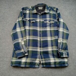 LL Bean Shirt Mens LT Large Tall Blue Plaid Flannel Lined Button Front Workwear